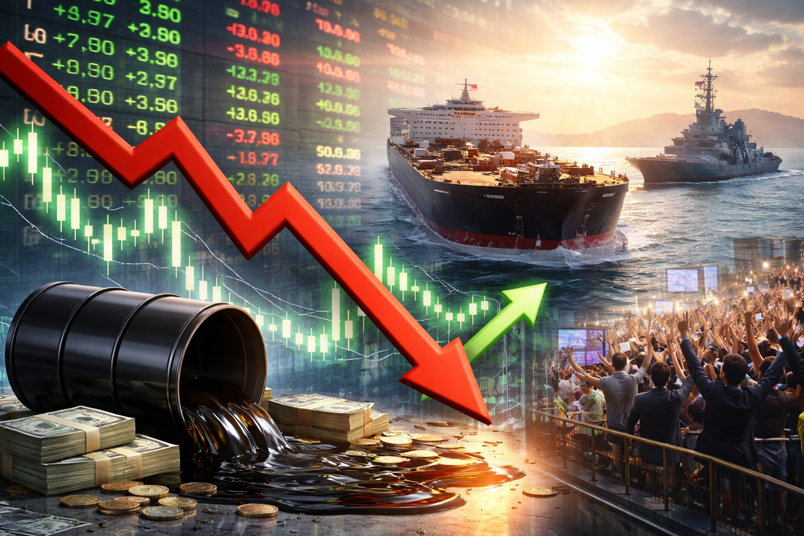 Global Relief Rally: Oil Prices Crash Over 10% as Hormuz Reopens, US Stocks Surge